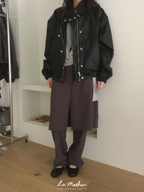 尼龍皮革立領夾克外套